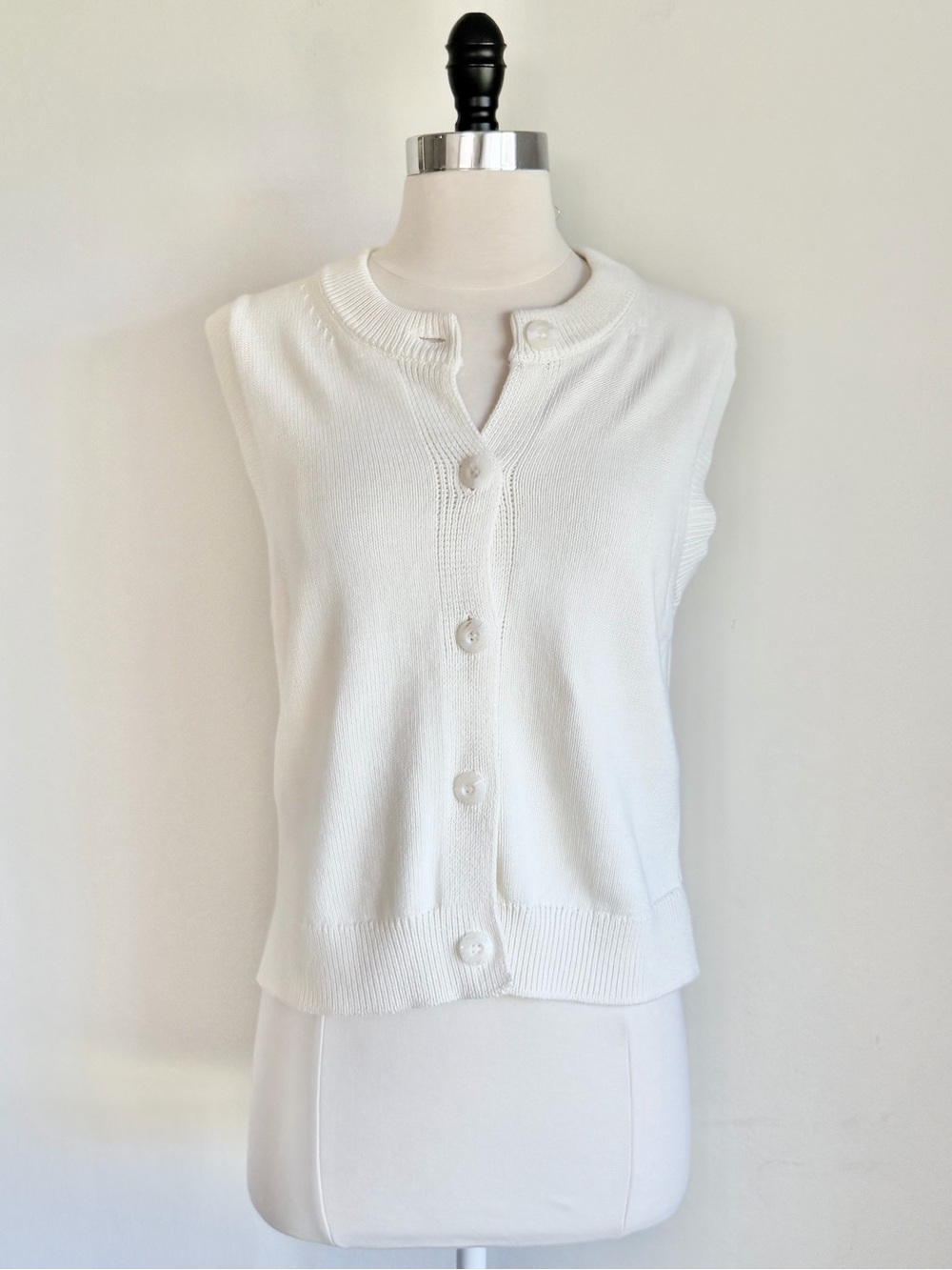 French Connection Cream Mozart Button-Down Knit Sweater Vest Cardigan, S NWT